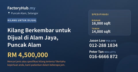 Kilang Berkembar untuk Dijual di Alam Jaya, Puncak Alam, 16,000 kaki persegi