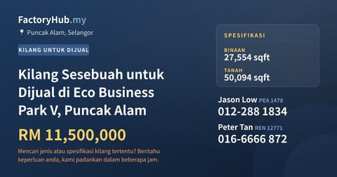 Kilang Sesebuah untuk Dijual di Eco Business Park V, Puncak Alam, 27,554 kaki persegi