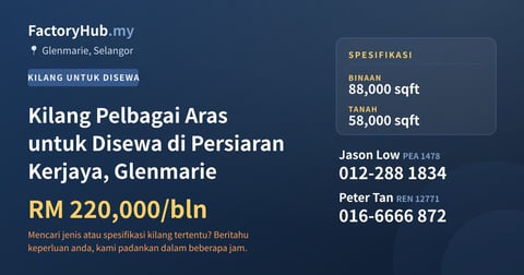 Kilang Pelbagai Aras untuk Disewa di Persiaran Kerjaya, Glenmarie, 88,000 kaki persegi