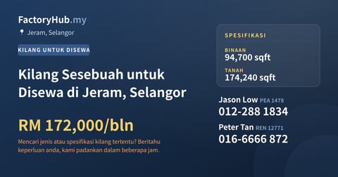 Kilang Sesebuah untuk Disewa di Jeram, Selangor, 94,700 kaki persegi