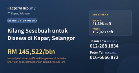 Kilang Sesebuah untuk Disewa di Kapar, Selangor, 41,398 kaki persegi