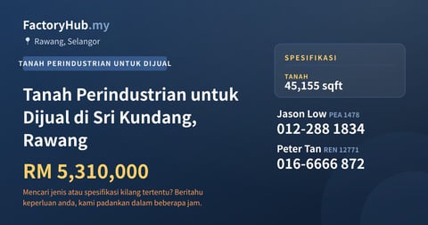 Tanah Perindustrian untuk Dijual di Sri Kundang, Rawang, 45,155 kaki persegi
