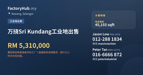 万挠Sri Kundang工业地出售，45,155 平方尺