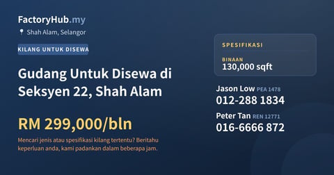 Kilang Untuk Disewa - Gudang Untuk Disewa di Seksyen 22, Shah Alam - Shah Alam, Selangor