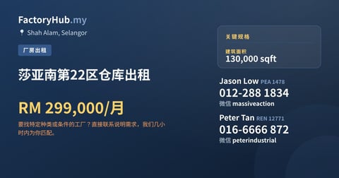 工厂 出租 - 莎亚南第22区仓库出租 - Shah Alam, Selangor