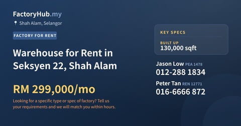 Factory For Rent - Warehouse for Rent in Seksyen 22, Shah Alam - Shah Alam, Selangor
