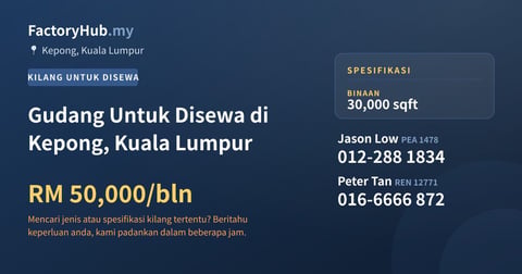 Kilang Untuk Disewa - Gudang Untuk Disewa di Kepong, Kuala Lumpur - Kepong, Kuala Lumpur