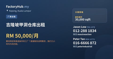 工厂 出租 - 吉隆坡甲洞仓库出租 - Kepong, Kuala Lumpur