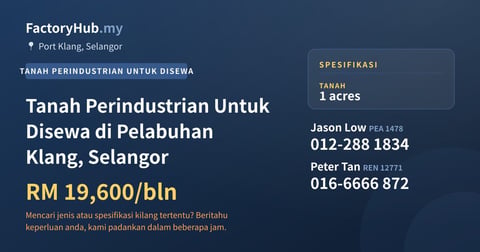 Tanah Untuk Disewa - Tanah Perindustrian Untuk Disewa di Pelabuhan Klang, Selangor - Port Klang, Selangor