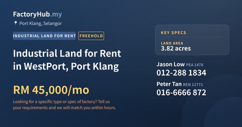 Land For Rent - Industrial Land for Rent in WestPort, Port Klang - Port Klang, Selangor
