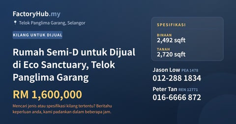 Kediaman Untuk Dijual - Rumah Semi-D untuk Dijual di Eco Sanctuary, Telok Panglima Garang - Telok Panglima Garang, Selangor