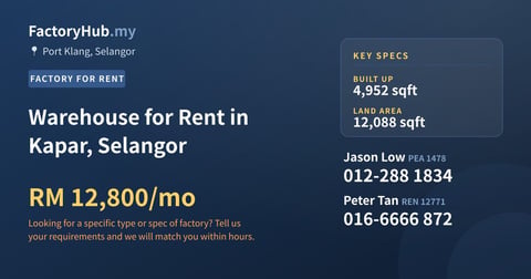 Factory For Rent - Warehouse for Rent in Kapar, Selangor - Port Klang, Selangor