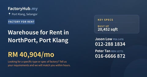 Factory For Rent - Warehouse for Rent in NorthPort, Port Klang - Port Klang, Selangor