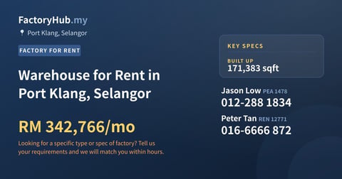 Factory For Rent - Warehouse for Rent in Port Klang, Selangor - Port Klang, Selangor