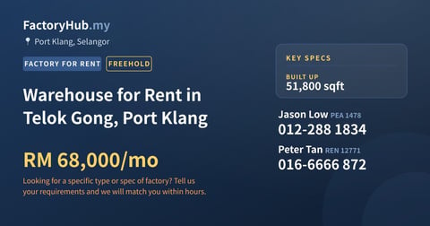Factory For Rent - Warehouse for Rent in Telok Gong, Port Klang - Port Klang, Selangor