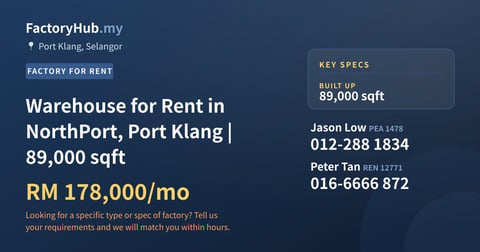 Factory For Rent - Warehouse for Rent in NorthPort, Port Klang | 89,000 sqft - Port Klang, Selangor