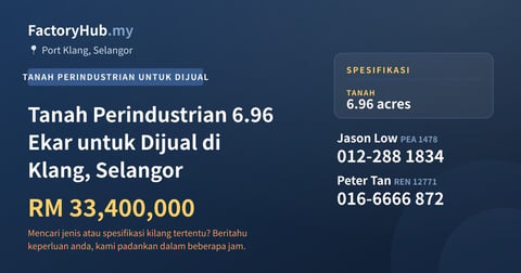 Tanah Untuk Dijual - Tanah Perindustrian 6.96 Ekar untuk Dijual di Klang, Selangor - Port Klang, Selangor