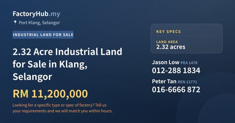 Land For Sale - 2.32 Acre Industrial Land for Sale in Klang, Selangor - Port Klang, Selangor