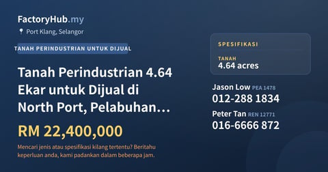 Tanah Untuk Dijual - Tanah Perindustrian 4.64 Ekar untuk Dijual di North Port, Pelabuhan Klang - Port Klang, Selangor