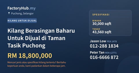 Kilang Untuk Dijual - Kilang Berasingan Baharu Untuk Dijual di Taman Tasik Puchong - Puchong, Selangor