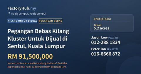 Kilang Untuk Dijual - Pegangan Bebas Kilang Kluster Untuk Dijual di Sentul, Kuala Lumpur - Kuala Lumpur, Kuala Lumpur