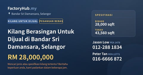 Kilang Untuk Dijual - Kilang Berasingan Untuk Dijual di Bandar Sri Damansara, Selangor - Bandar Sri Damansara, Selangor