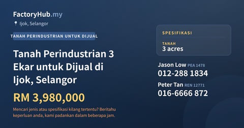Tanah Untuk Dijual - Tanah Perindustrian 3 Ekar untuk Dijual di Ijok, Selangor - Ijok, Selangor