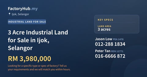 Land For Sale - 3 Acre Industrial Land for Sale in Ijok, Selangor - Ijok, Selangor