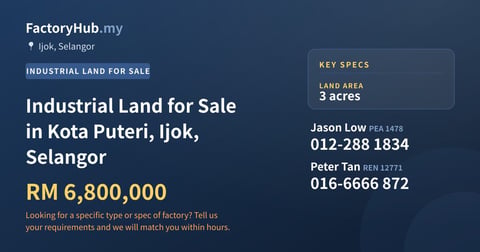 Land For Sale - Industrial Land for Sale in Kota Puteri, Ijok, Selangor - Ijok, Selangor