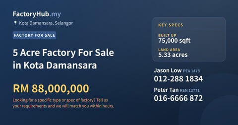 Factory For Sale - 5 Acre Factory For Sale in Kota Damansara - Kota Damansara, Selangor