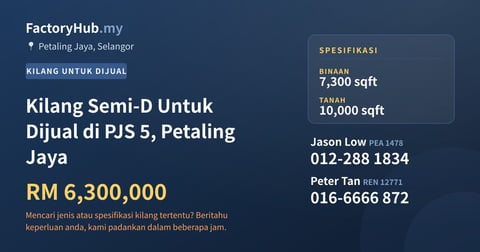 Kilang Untuk Dijual - Kilang Semi-D Untuk Dijual di PJS 5, Petaling Jaya - Petaling Jaya, Selangor
