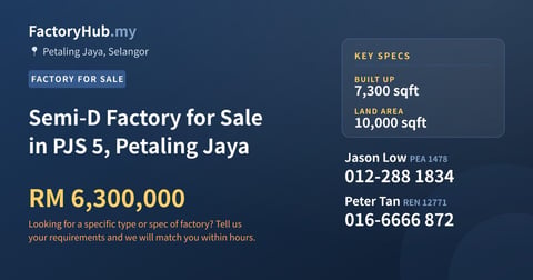Factory For Sale - Semi-D Factory for Sale in PJS 5, Petaling Jaya - Petaling Jaya, Selangor