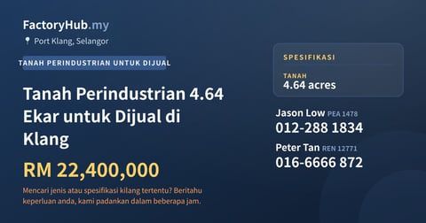 Tanah Untuk Dijual - Tanah Perindustrian 4.64 Ekar untuk Dijual di Klang - Port Klang, Selangor