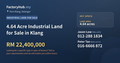 Land For Sale - 4.64 Acre Industrial Land for Sale in Klang - Port Klang, Selangor