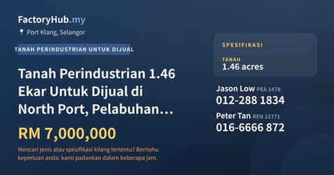 Tanah Untuk Dijual - Tanah Perindustrian 1.46 Ekar Untuk Dijual di North Port, Pelabuhan Klang - Port Klang, Selangor