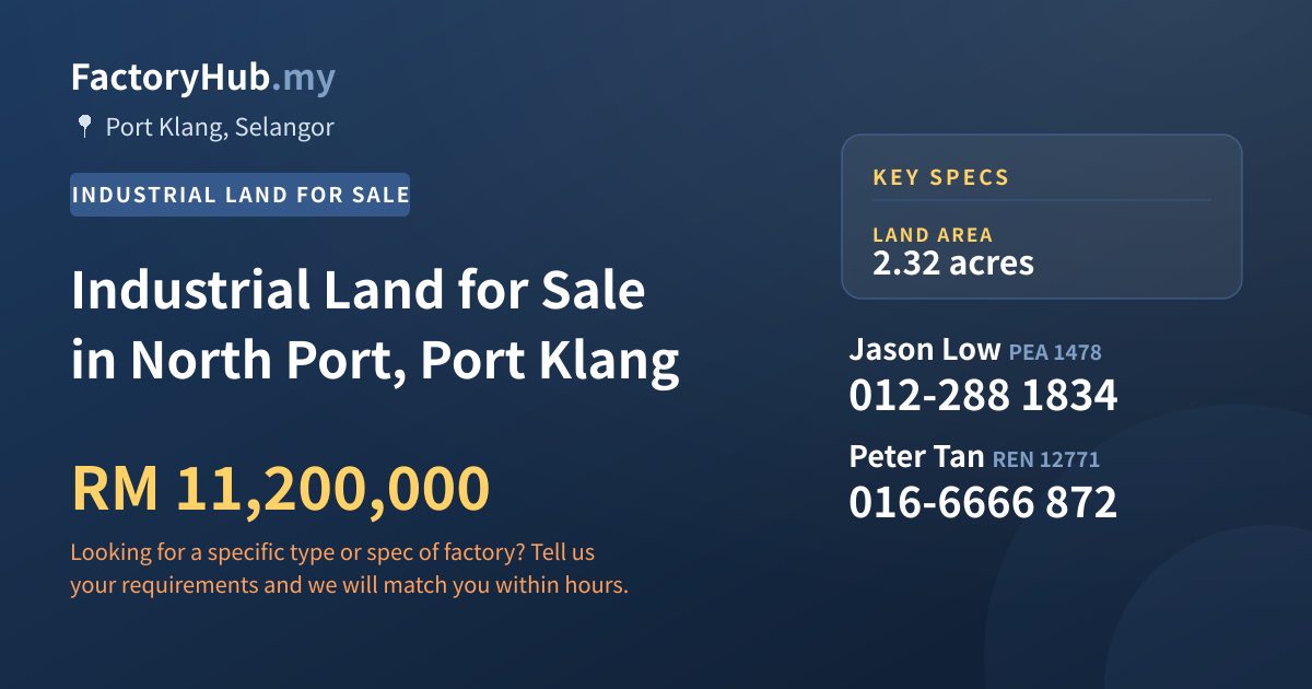Land For Sale - Industrial Land for Sale in North Port, Port Klang - Port Klang, Selangor