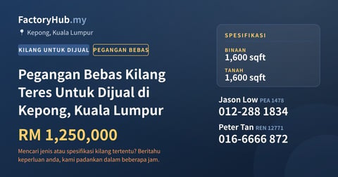 Kilang Untuk Dijual - Pegangan Bebas Kilang Teres Untuk Dijual di Kepong, Kuala Lumpur - Kepong, Kuala Lumpur