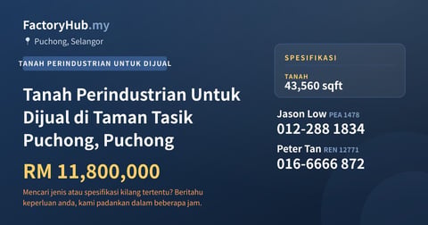 Tanah Untuk Dijual - Tanah Perindustrian Untuk Dijual di Taman Tasik Puchong, Puchong - Puchong, Selangor