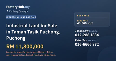 Land For Sale - Industrial Land for Sale in Taman Tasik Puchong, Puchong - Puchong, Selangor