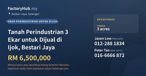 Tanah Untuk Dijual - Tanah Perindustrian 3 Ekar untuk Dijual di Ijok, Bestari Jaya - Bestari Jaya, Selangor