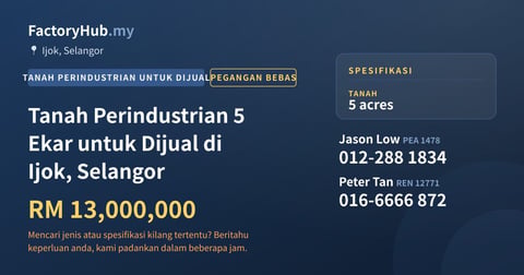 Tanah Untuk Dijual - Tanah Perindustrian 5 Ekar untuk Dijual di Ijok, Selangor - Ijok, Selangor