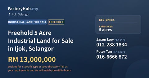 Land For Sale - Freehold 5 Acre Industrial Land for Sale in Ijok, Selangor - Ijok, Selangor