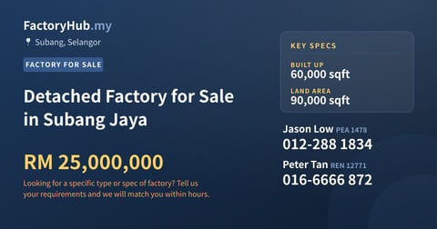 Factory For Sale - Detached Factory for Sale in Subang Jaya - Subang, Selangor
