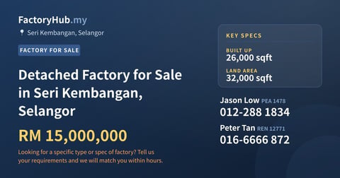 Factory For Sale - Detached Factory for Sale in Seri Kembangan, Selangor - Seri Kembangan, Selangor