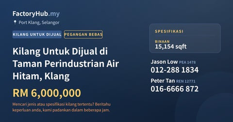 Kilang Untuk Dijual - Kilang Untuk Dijual di Taman Perindustrian Air Hitam, Klang - Port Klang, Selangor
