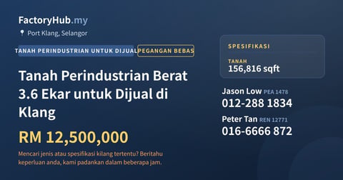 Tanah Untuk Dijual - Tanah Perindustrian Berat 3.6 Ekar untuk Dijual di Klang - Port Klang, Selangor