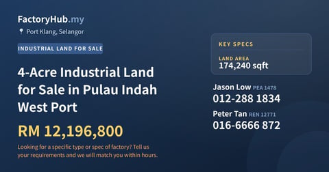 Land For Sale - 4-Acre Industrial Land for Sale in Pulau Indah West Port - Port Klang, Selangor