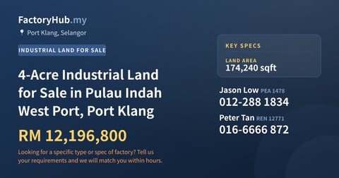 Land For Sale - West Port 4-Acre Industrial Land for Sale, Pulau Indah, Port Klang - Port Klang, Selangor