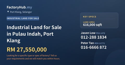 Land For Sale - Industrial Land for Sale in Pulau Indah, Port Klang - Port Klang, Selangor