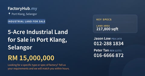 Land For Sale - 5-Acre Industrial Land for Sale in Port Klang, Selangor - Port Klang, Selangor
